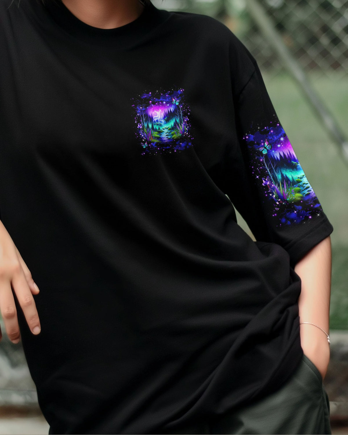 BLISSCORNERS AND INTO THE FOREST I GO DEER ALL OVER PRINT