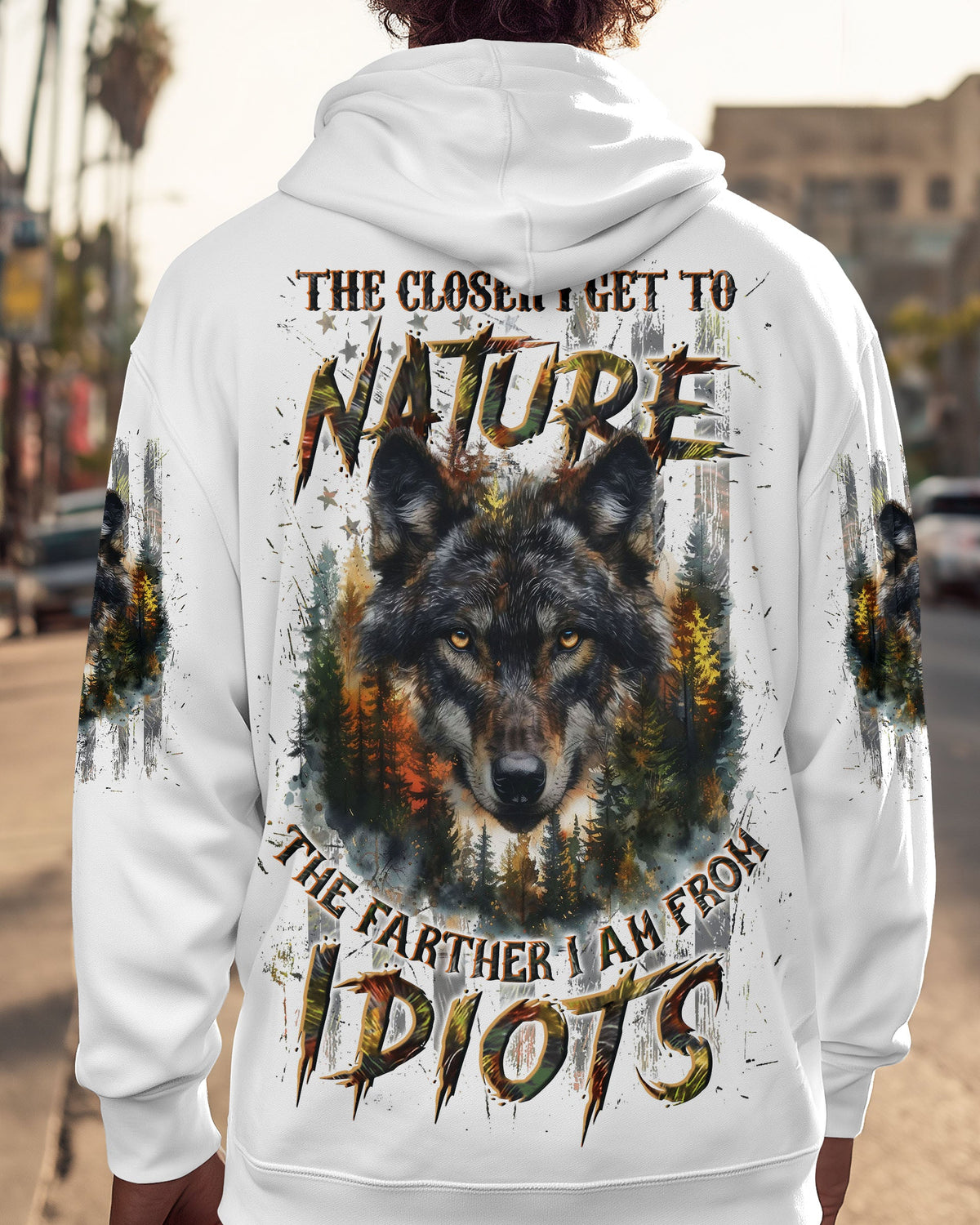 BLISSCORNERS THE CLOSER I GET TO NATURE WOLF ALL OVER PRINT