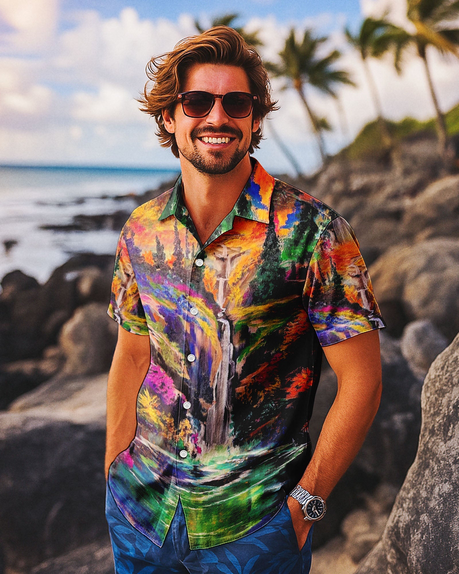 BLISSCORNERS NATURE SCENE HAWAIIAN SHIRT