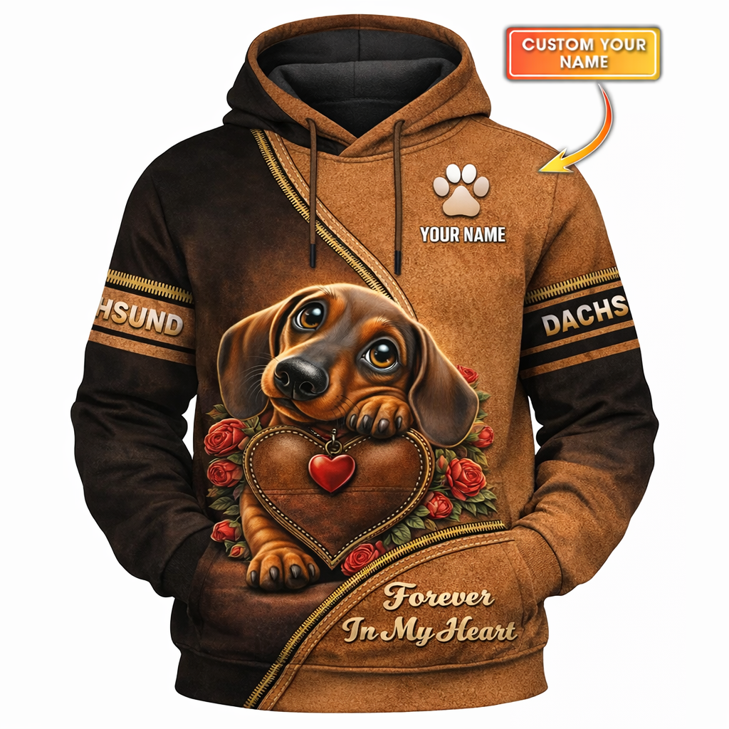Blisscorners Forever In My Heart - Personalized Dachshund Memorial T-Shirt