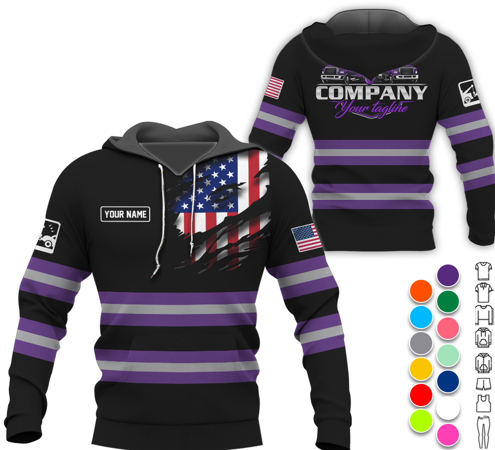 Blisscorners Custom Name Purple Shirt for Husband, Truck Driver, Long Haul CDL Gift, Diesel Mechanic Shirt, Apparel Trucker