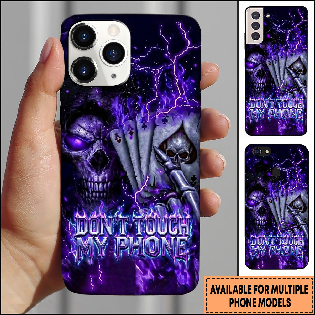 Blisscorners Skull Lightning Poker Death Graphic Multioptions 3D Phone Case