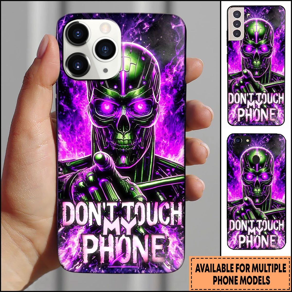 Blisscorners Skull Cyber Terminator Skull Graphic Multioptions 3D Phone Case