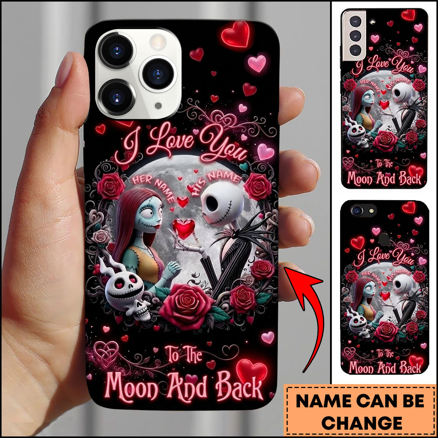 Blisscorners Skull Nightmare Romance Skeleton Couple 3D Phone Case