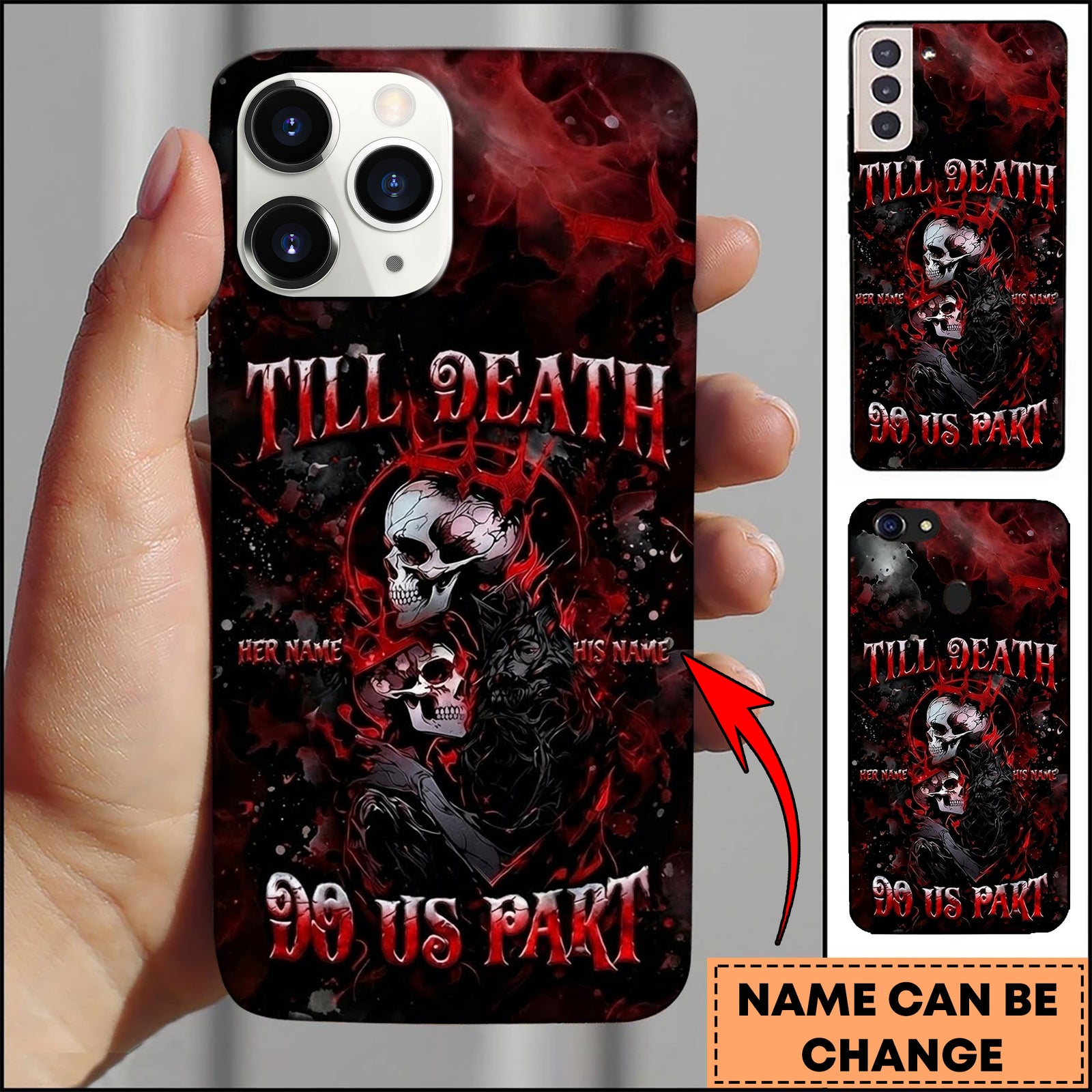 Blisscorners Skull Till Death Us Part Dark Love Art 3D Phone Case