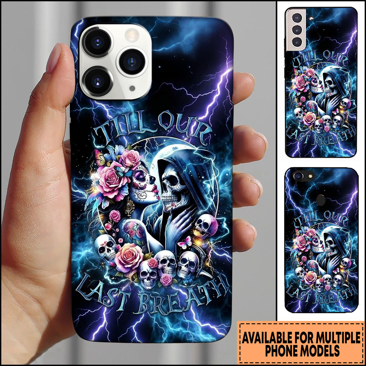 Blisscorners Skull Eternal Love Lightning Gothic Art 3D Phone Case