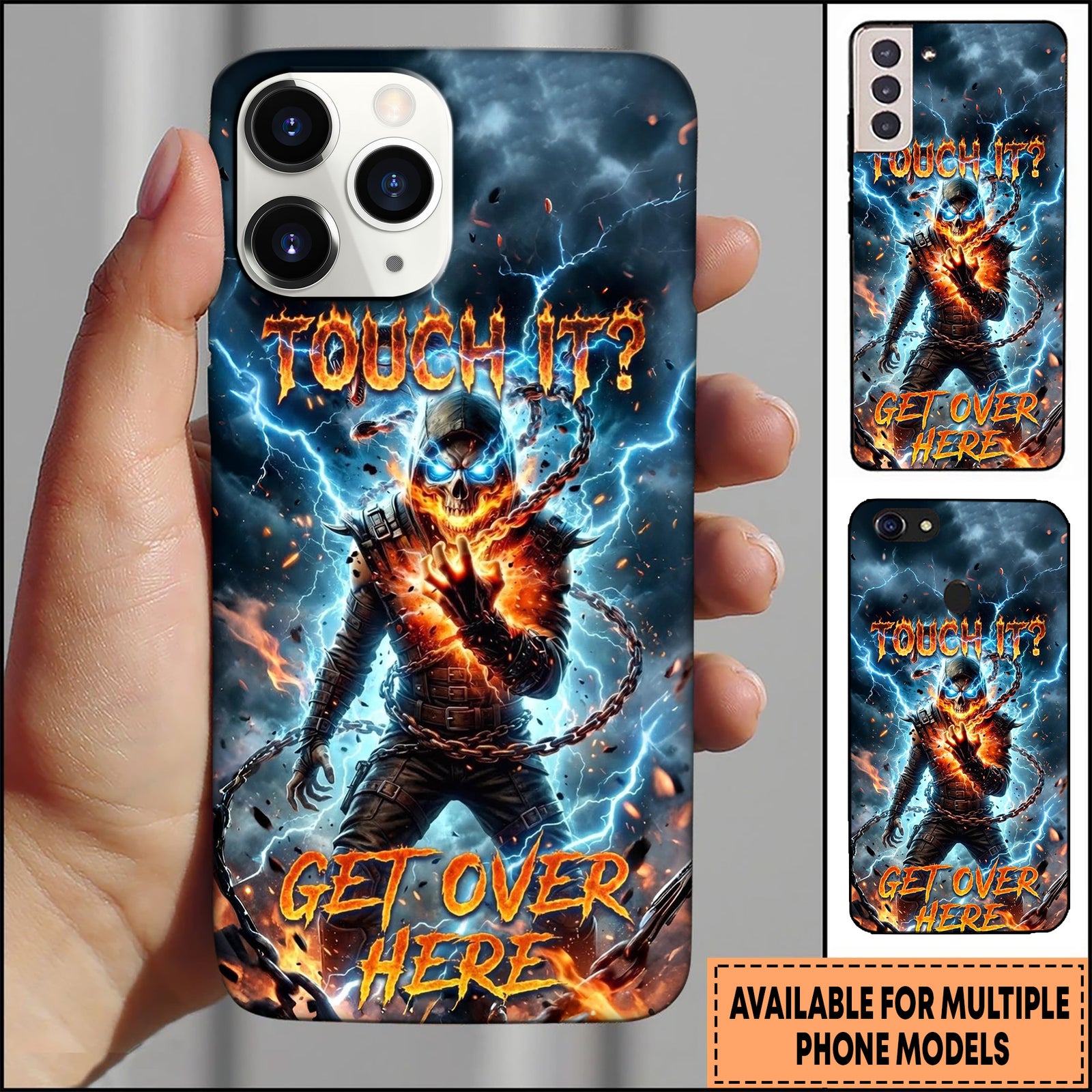 Blisscorners Skull Get Over Here Lightning Chain Gothic Art Multioptions 3D Phone Case