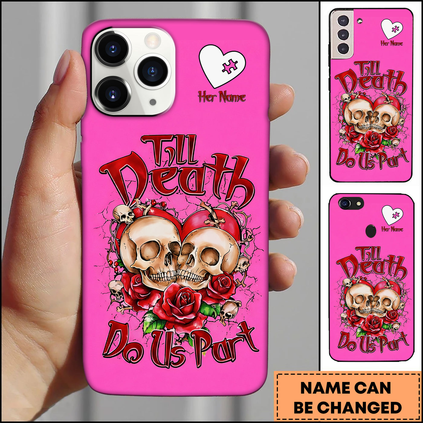 Blisscorners Skull Till Death Do Us Part Gothic Roses Art Multioptions 3D Phone Case, Gift For Her