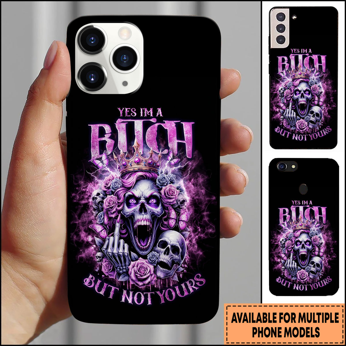 Blisscorners Skull Yes I’m A Bitch Skull Quote Art Multioptions 3D Phone Case, Gift For Her