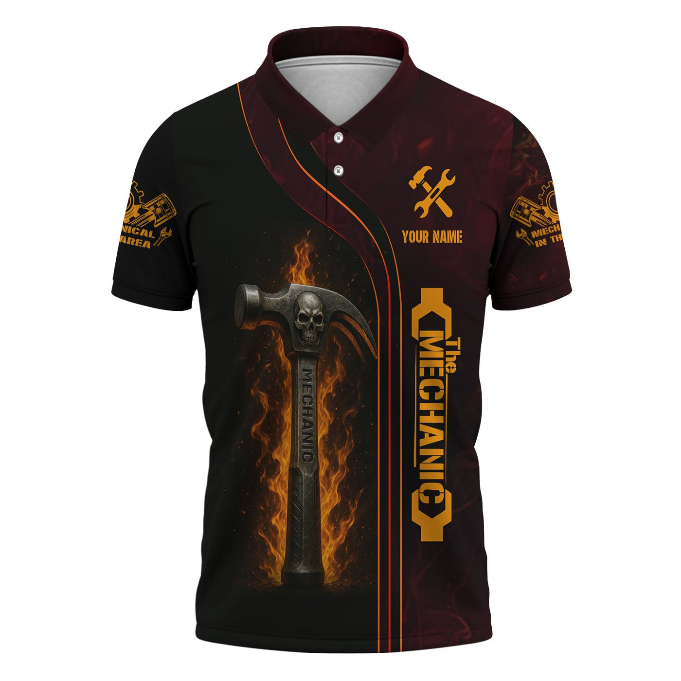 Blisscorners Personalized T-Shirt If Mike Can't Fix It We're All Screwed Hammer Skull Design Shirt for Mechanics