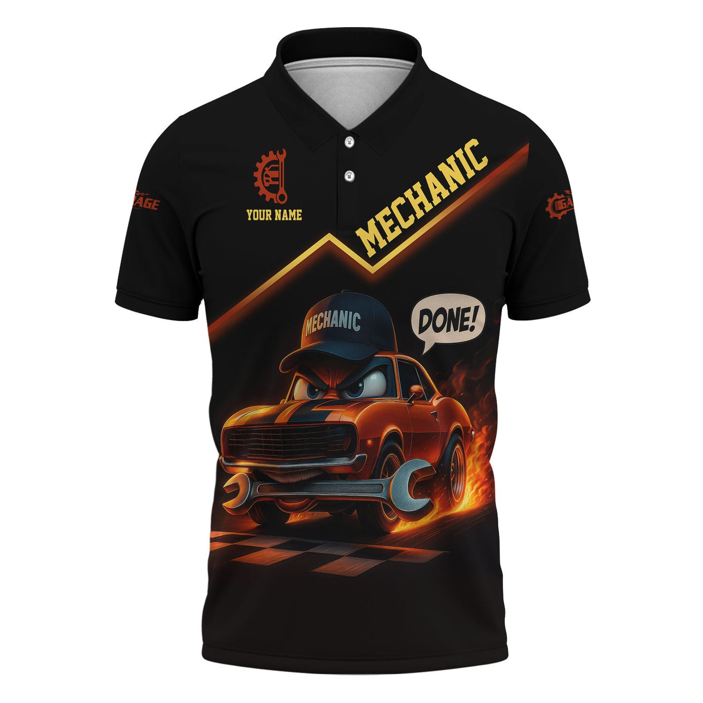 Blisscorners Personalized T-Shirt I'm A Mechanic I Don't Stop When I'm Tired I Stop When I'm Done Funny Car Design Shirt for Mechanics