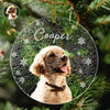 Custom Photo Christmas Puppy Picture - Personalized Stained Glass Ornament