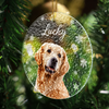 Custom Photo Christmas Puppy Picture - Personalized Stained Glass Ornament