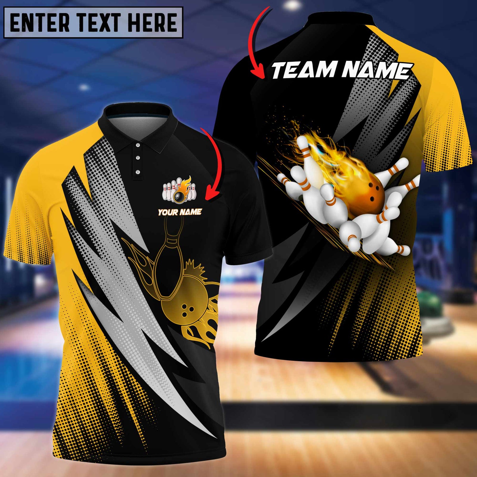 Blisscorners Bowling Ball And Pins Thunder Polka Dot Motifs Multicolor Option Customized Name 3D Shirt