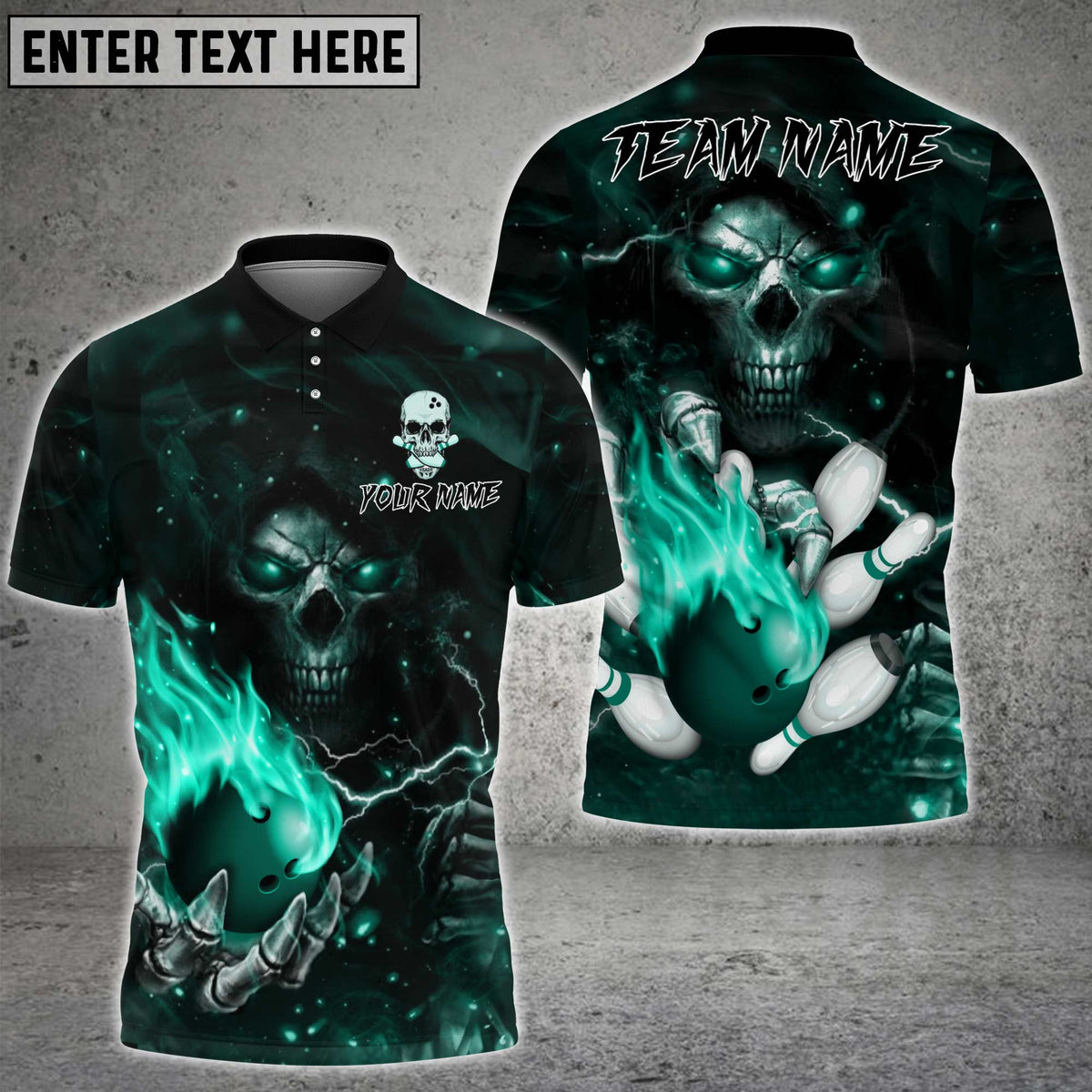 Blisscorners Bowling Flame Skull Multicolor Customized Name, Team Name 3D Shirt