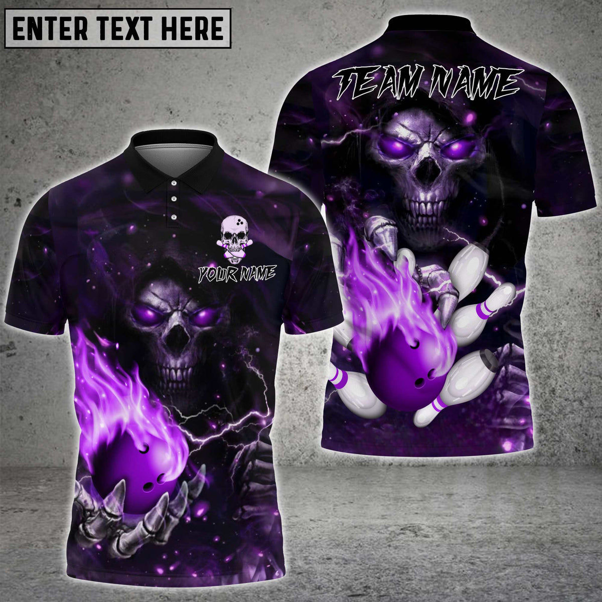 Blisscorners Bowling Flame Skull Multicolor Customized Name, Team Name 3D Shirt