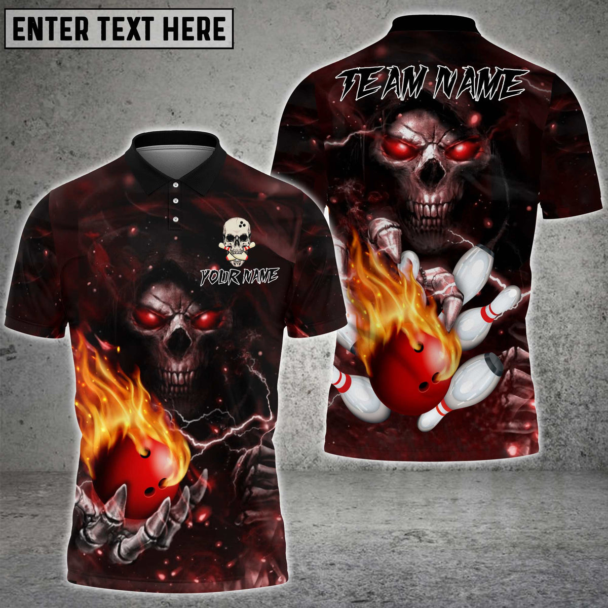 Blisscorners Bowling Flame Skull Multicolor Customized Name, Team Name 3D Shirt