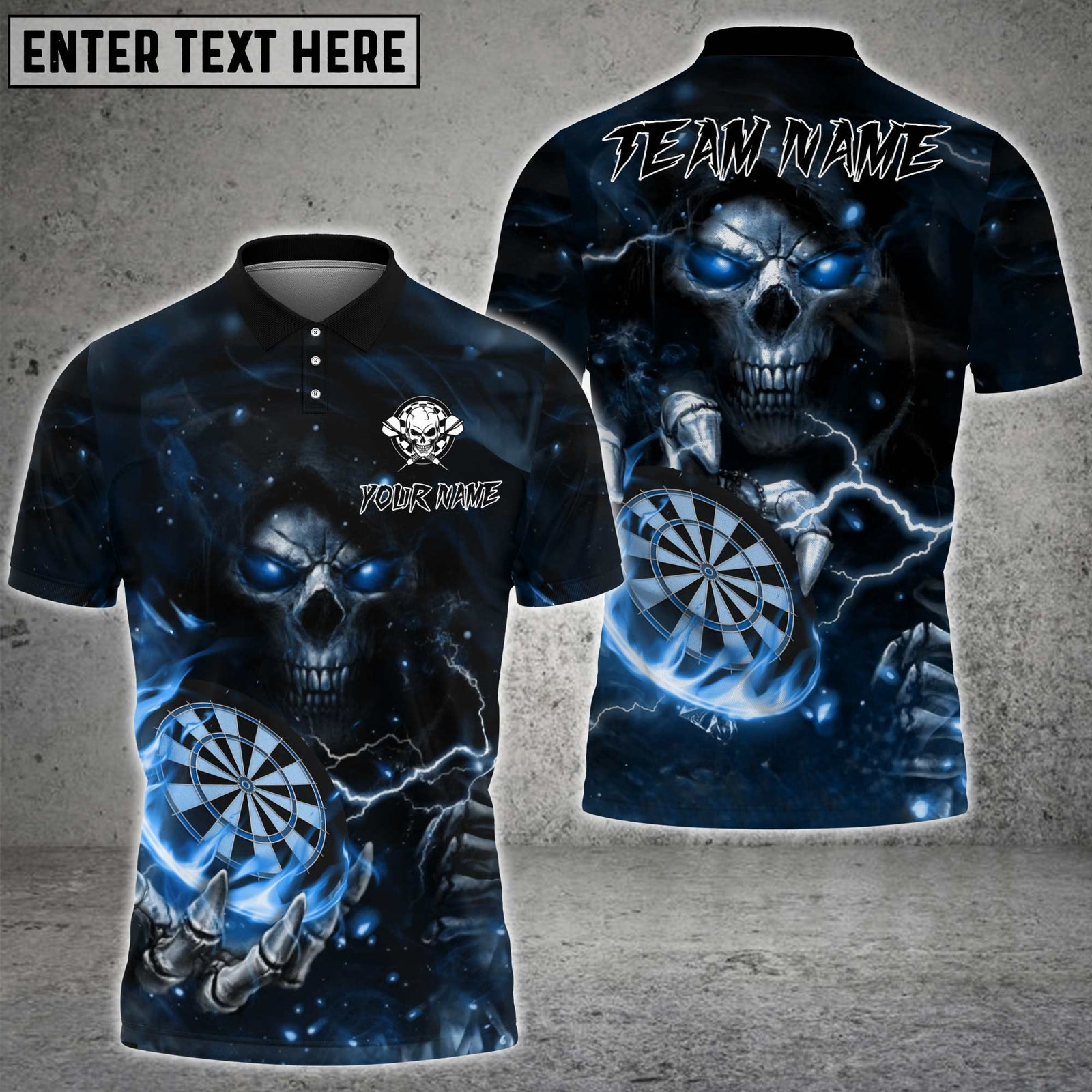 Blisscorners Darts Flame Skull Multicolor Customized Name, Team Name 3D Shirt