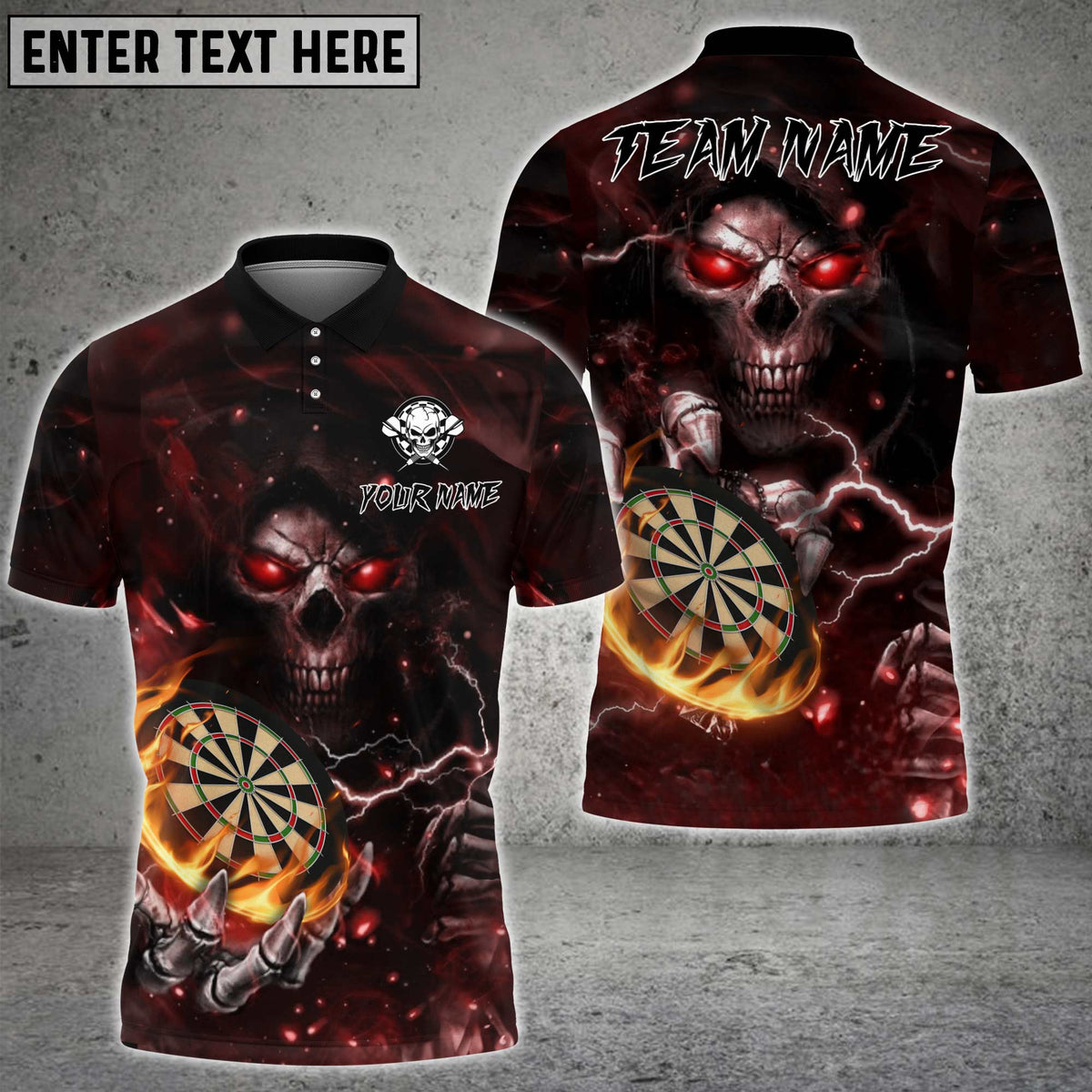 Blisscorners Darts Flame Skull Multicolor Customized Name, Team Name 3D Shirt