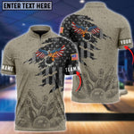 Blisscorners Bowling And Pins Eagle Retro American Flag Pattern Customized Name 3D Shirt