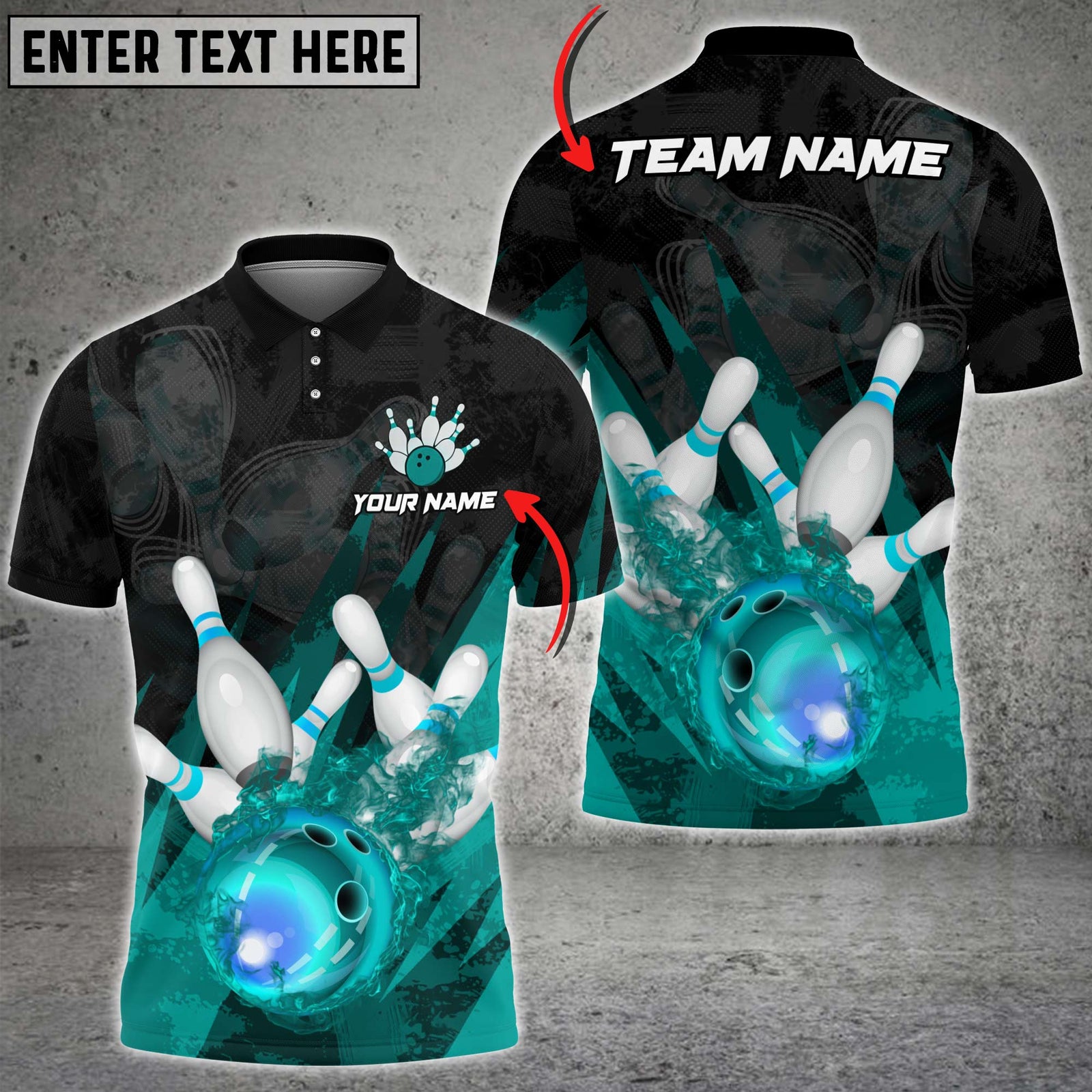 Blisscorners Bowling Strike Flame Multicolor Customized Name, Team Name 3D Shirts