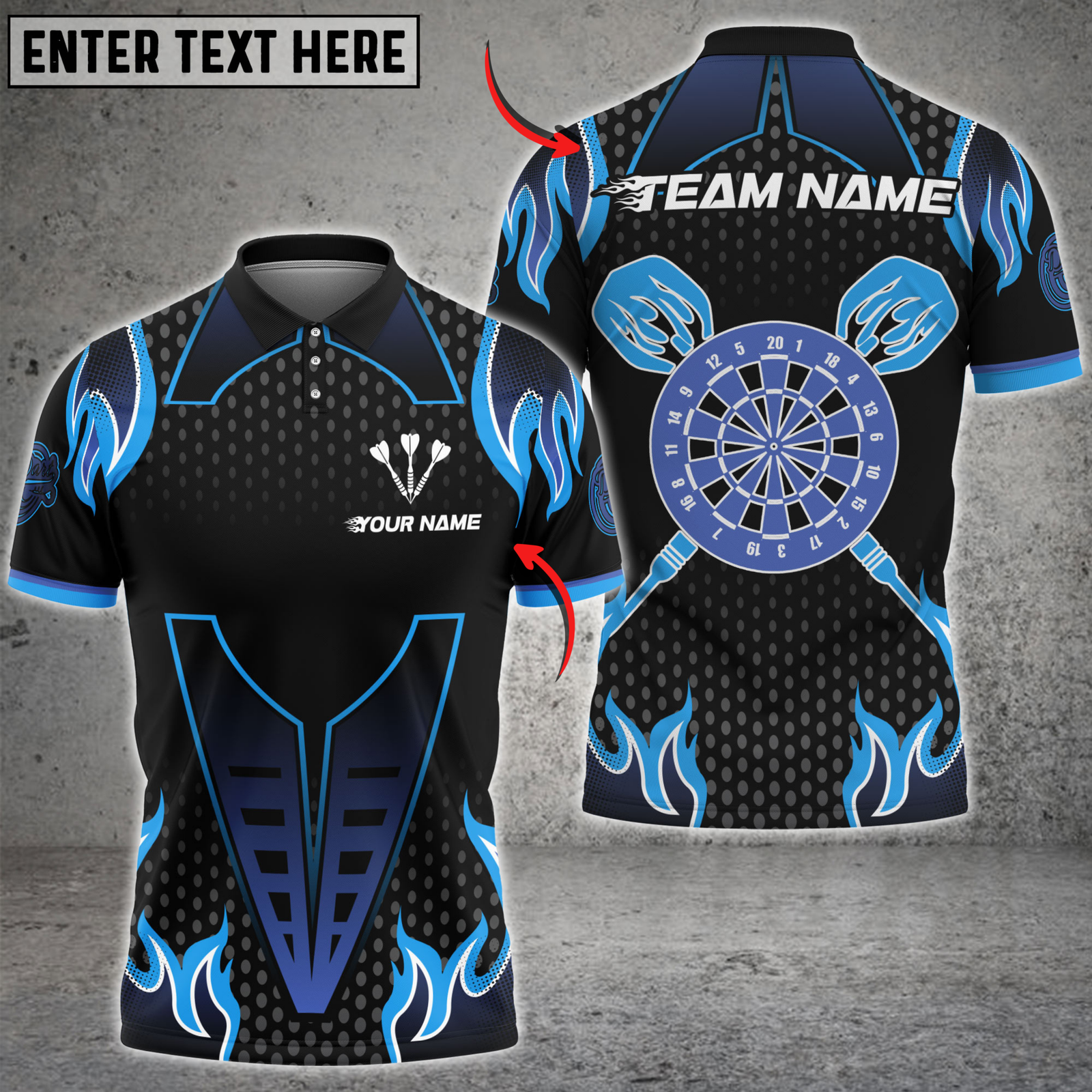 Blisscorners Darts Flame Dartboard Classic Pattern Multicolor Customized Name, Team Name 3D Shirts