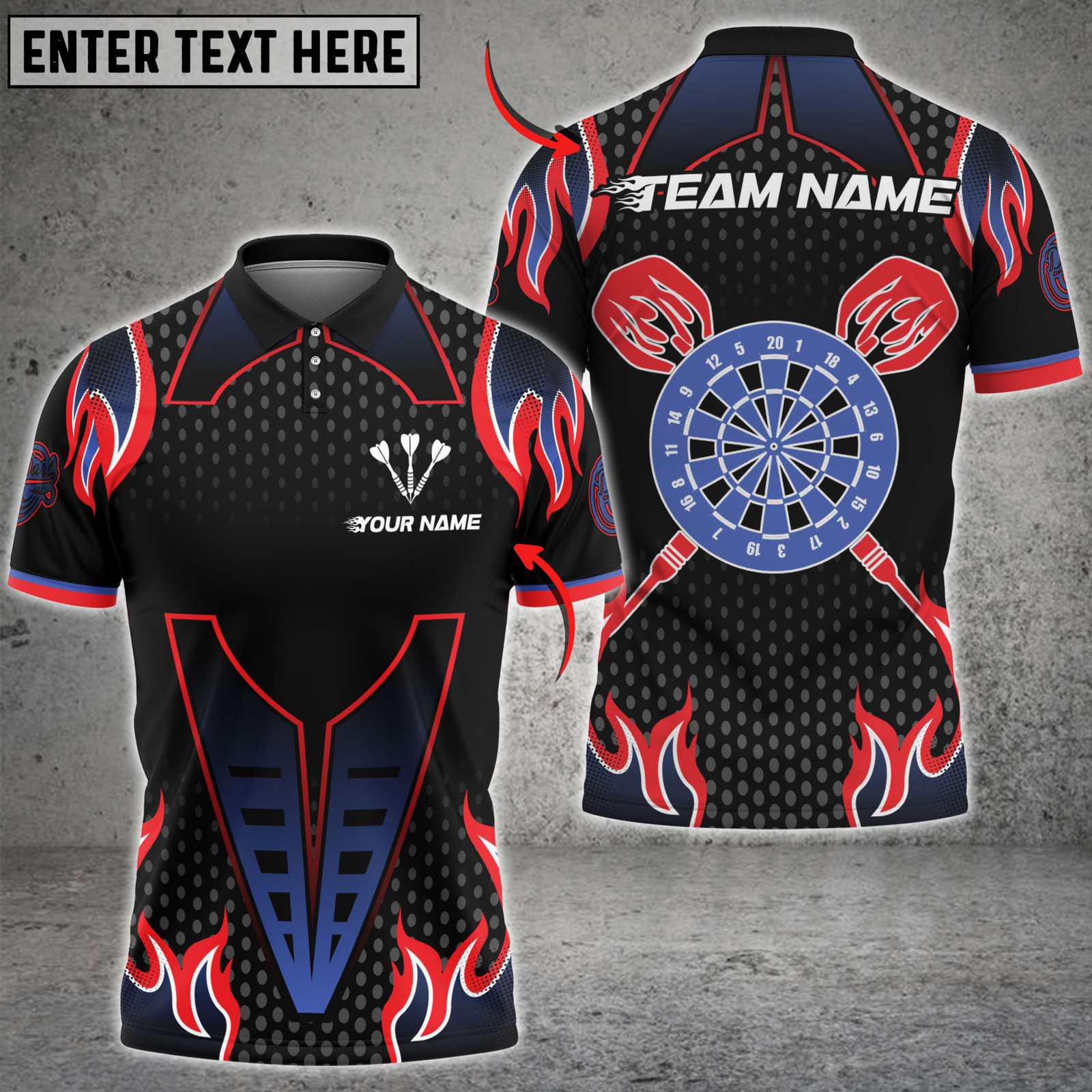 Blisscorners Darts Flame Dartboard Classic Pattern Multicolor Customized Name, Team Name 3D Shirts