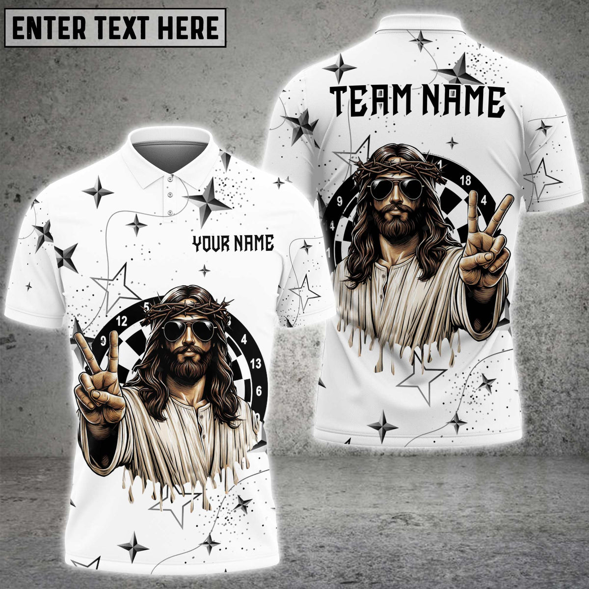 Blisscorners Darts Jesus Peace Sign Starry Night Multicolor Customized Name, Team Name 3D Shirts