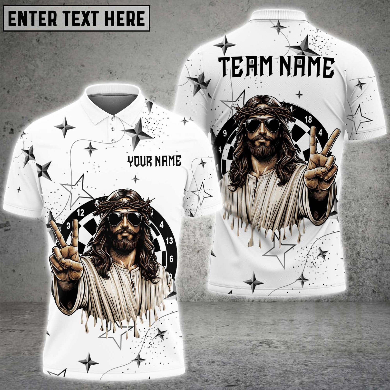 Blisscorners Darts Jesus Peace Sign Starry Night Multicolor Customized Name, Team Name 3D Shirts