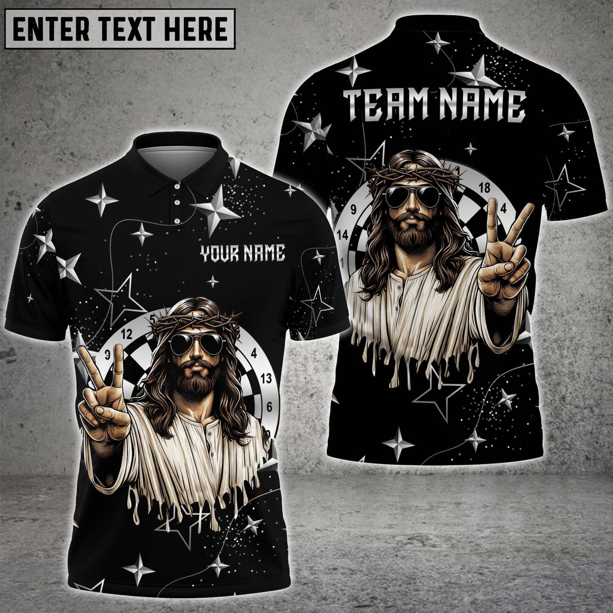 Blisscorners Darts Jesus Peace Sign Starry Night Multicolor Customized Name, Team Name 3D Shirts