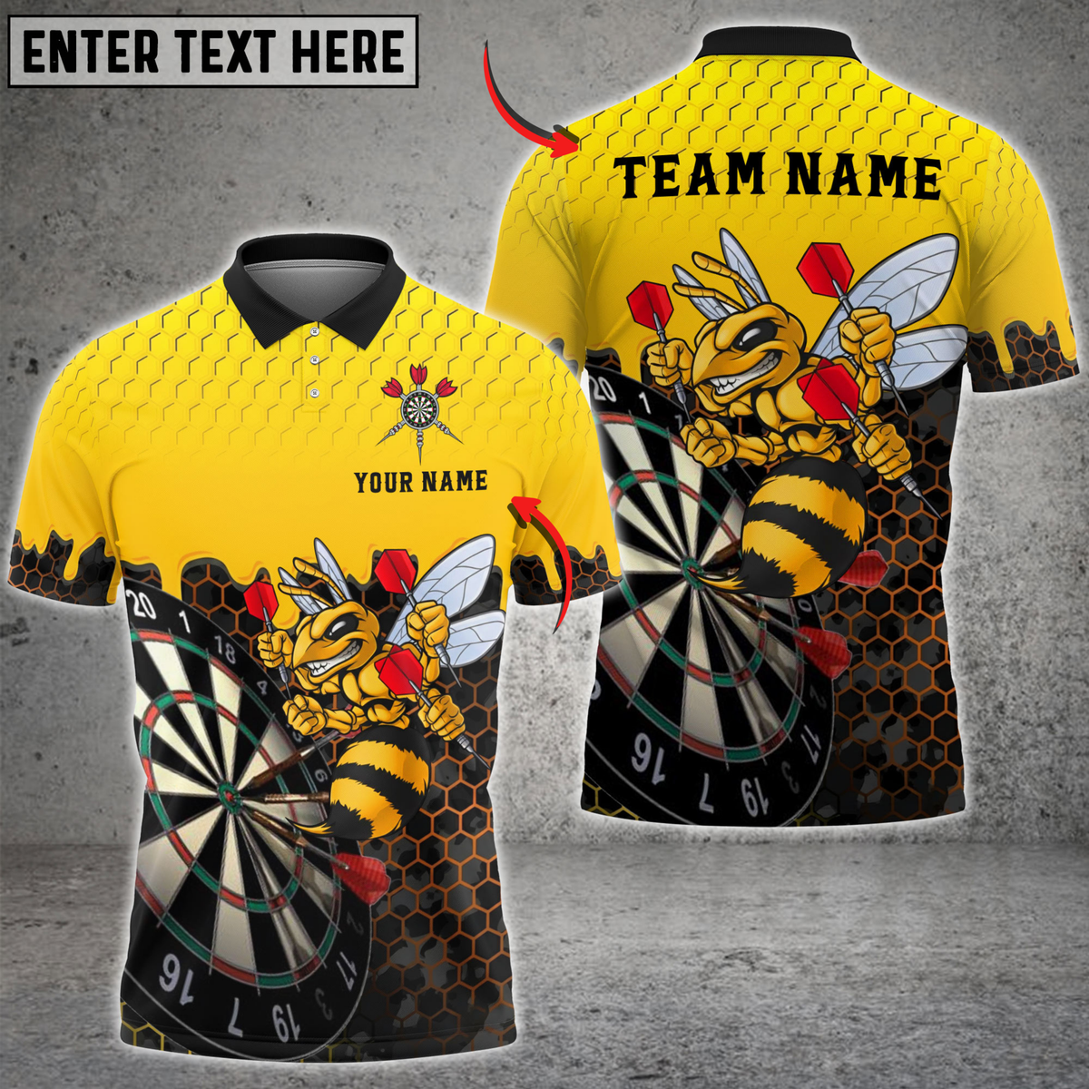 Blisscorners Darts Killer Bee Dartboard Honeycomb Personalized Name 3D Unisex Shirt