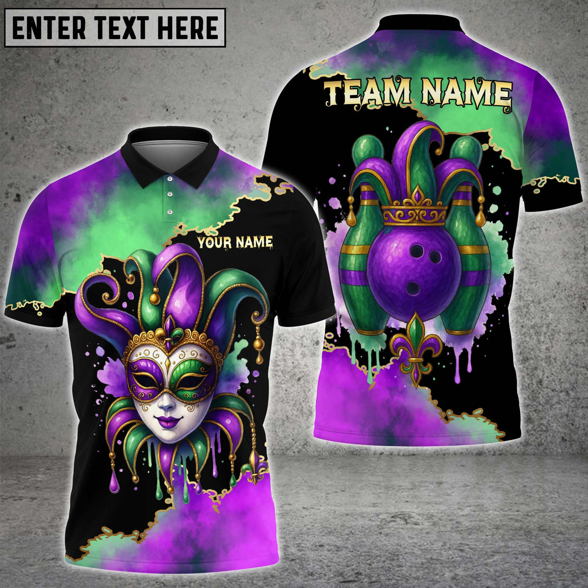 Blisscorners Bowling Mardi Gras Mask Personalized Name 3D Unisex Shirt