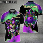 Blisscorners Bowling Mardi Gras Mask Personalized Name 3D Unisex Shirt