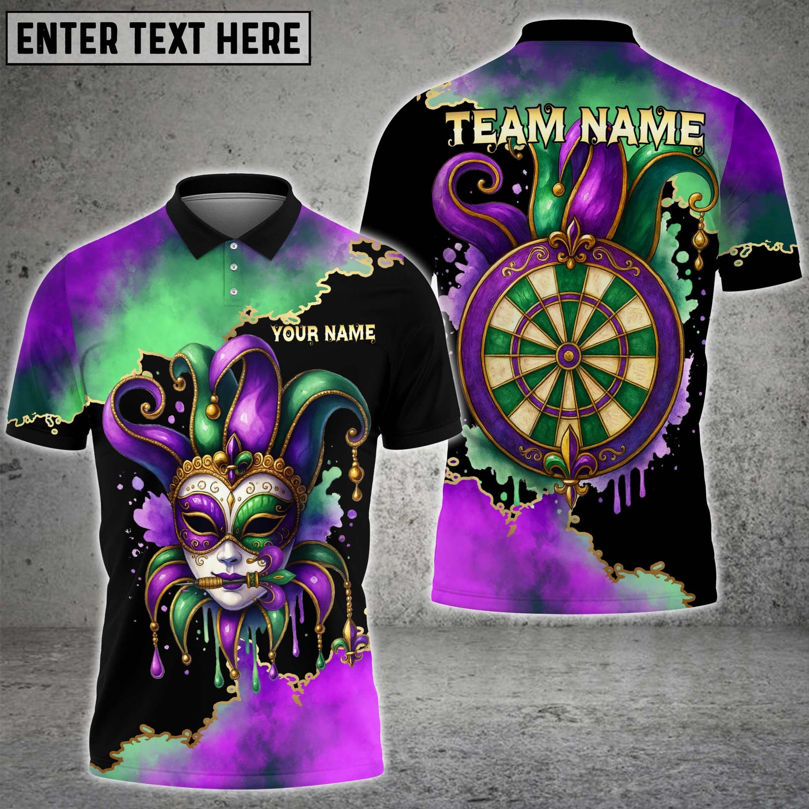 Blisscorners Darts Mardi Gras Mask Personalized Name 3D Unisex Shirt