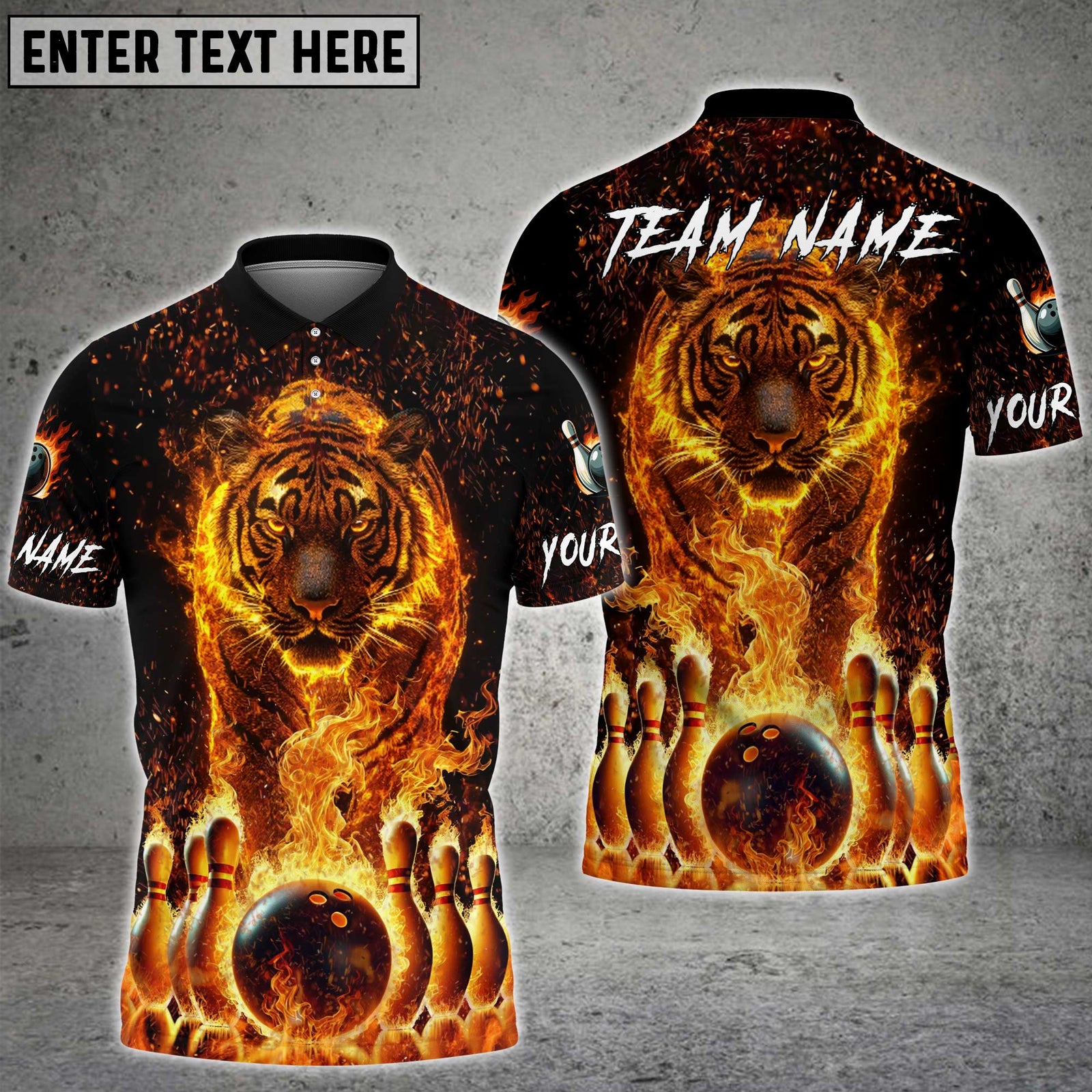 Blisscorners Bowling Fire Tiger Multioptions Personalized Name, Team Name Unisex 3D Shirts