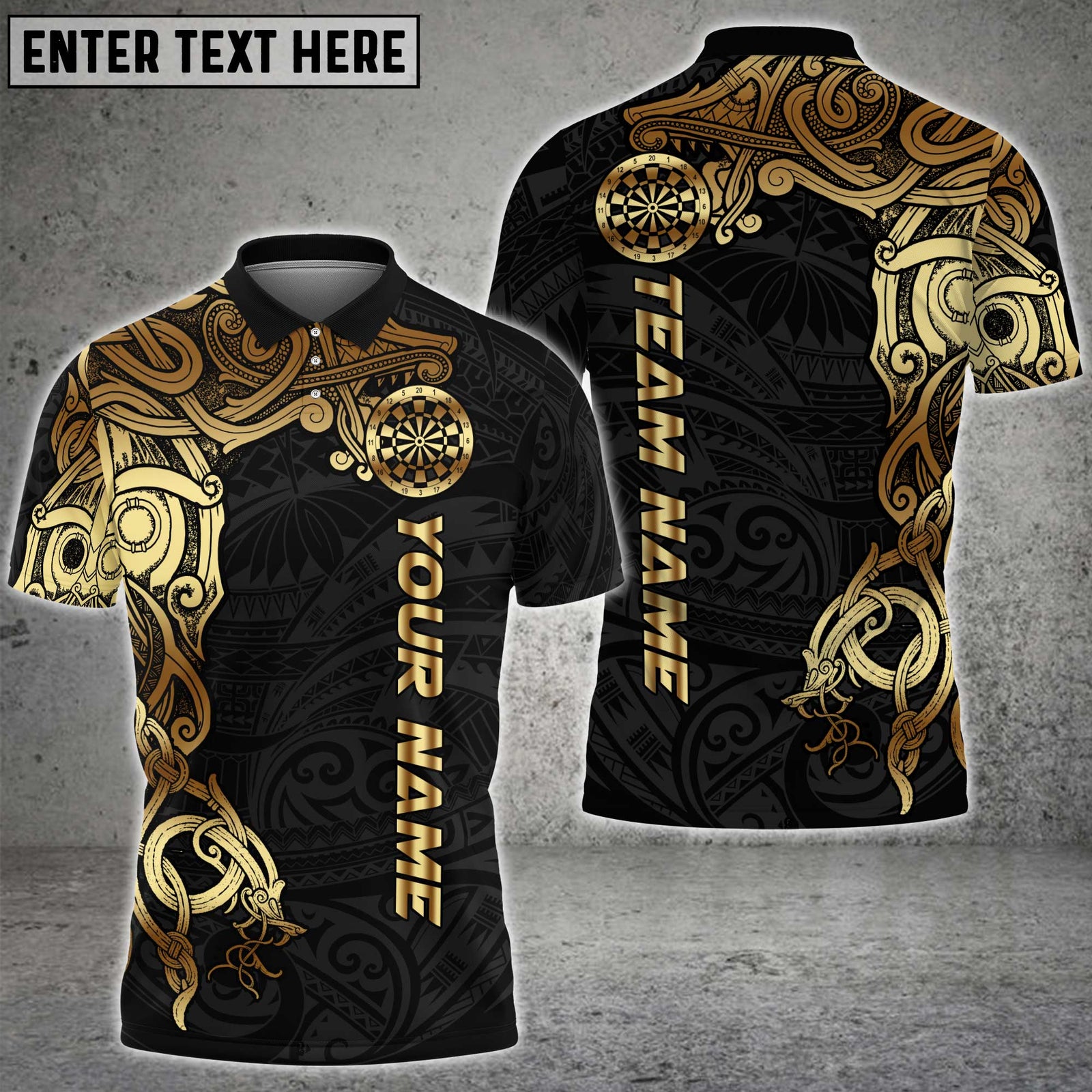 Blisscorners Darts Tribal Gold Pattern Multicolor Customized Name, Team Name 3D Shirts