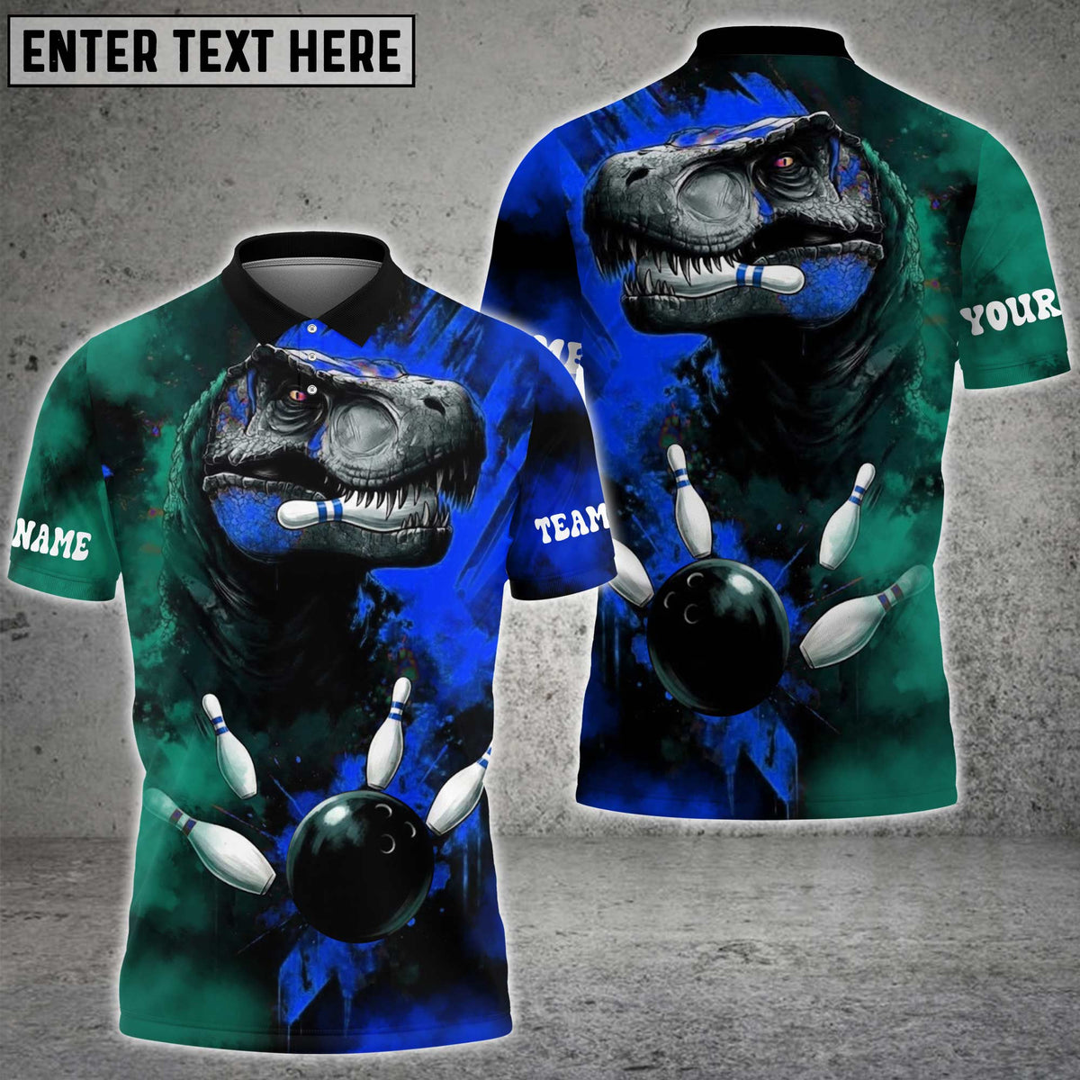 Blisscorners Bowling Dinosaur Smash Ball Design Personalized Name 3D Unisex Shirt