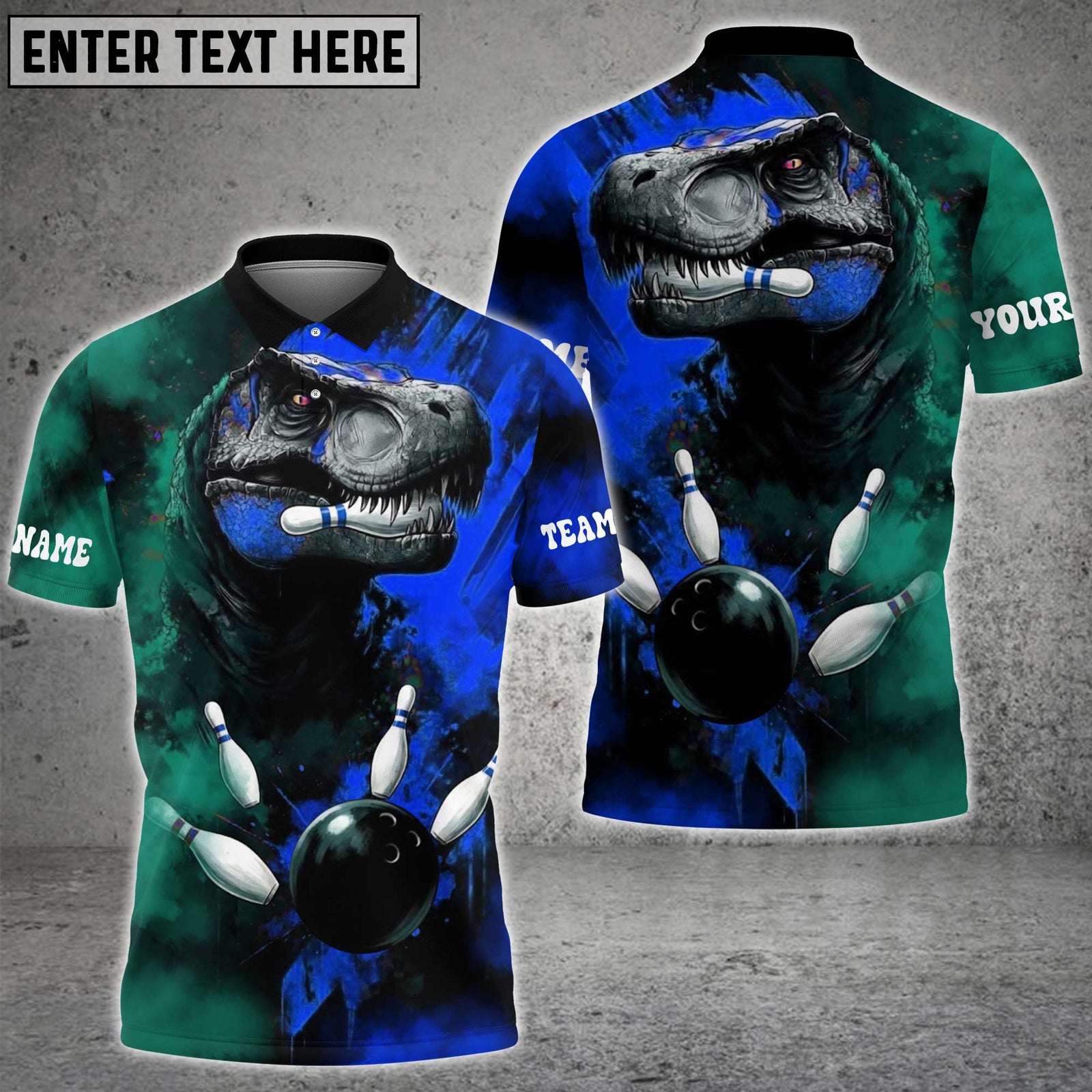 Blisscorners Bowling Dinosaur Smash Ball Design Personalized Name 3D Unisex Shirt