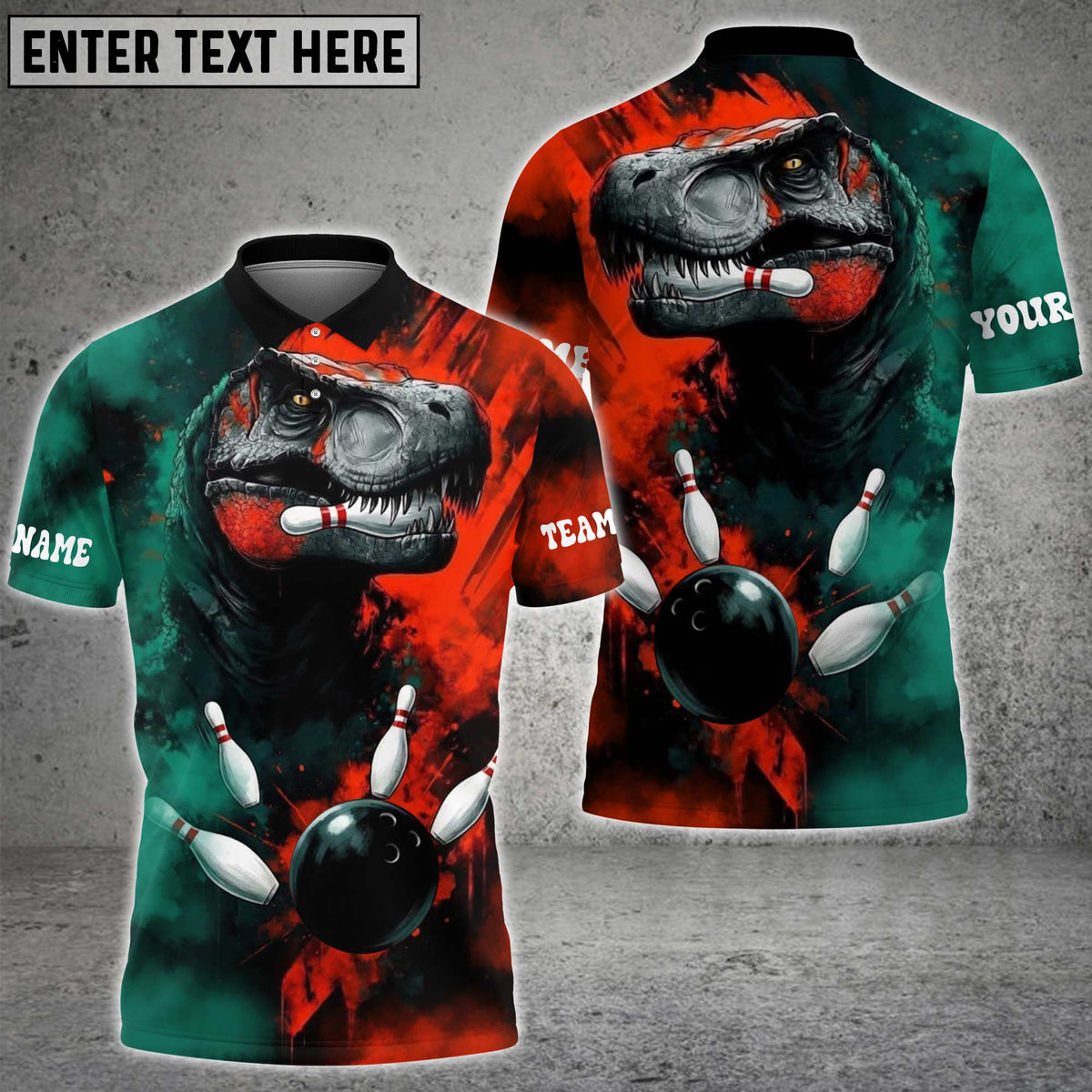 Blisscorners Bowling Dinosaur Smash Ball Design Personalized Name 3D Unisex Shirt