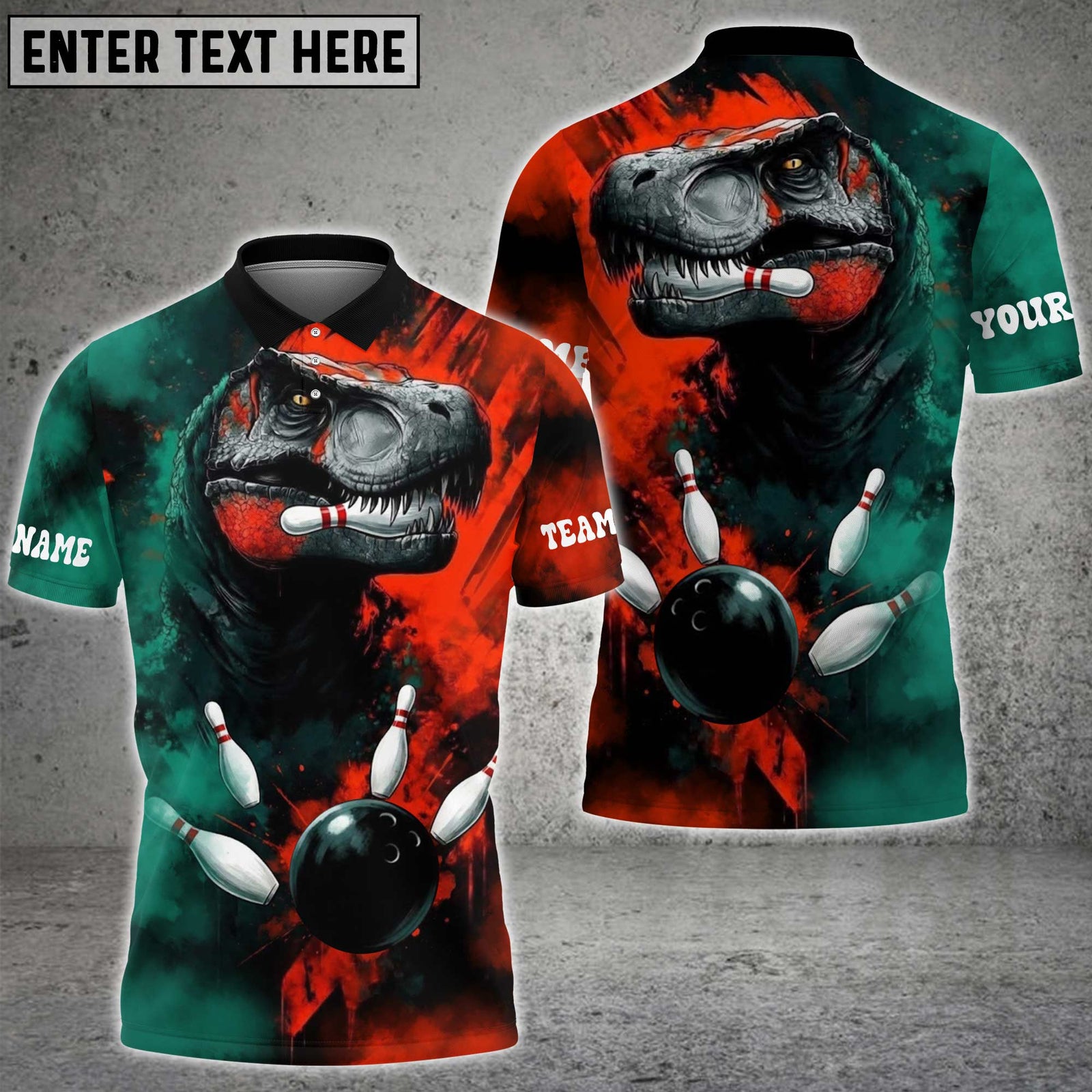 Blisscorners Bowling Dinosaur Smash Ball Design Personalized Name 3D Unisex Shirt