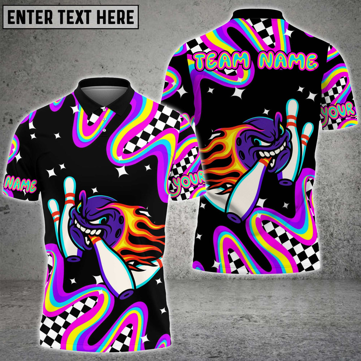 Blisscorners Psychedelic Bowling Fireball Personalized Name 3D Unisex Shirt