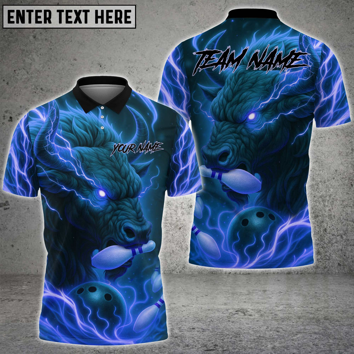 Blisscorners Bowling Fire Bull Flaming Pins Multicolor Customized Name, Team Name 3D Shirts