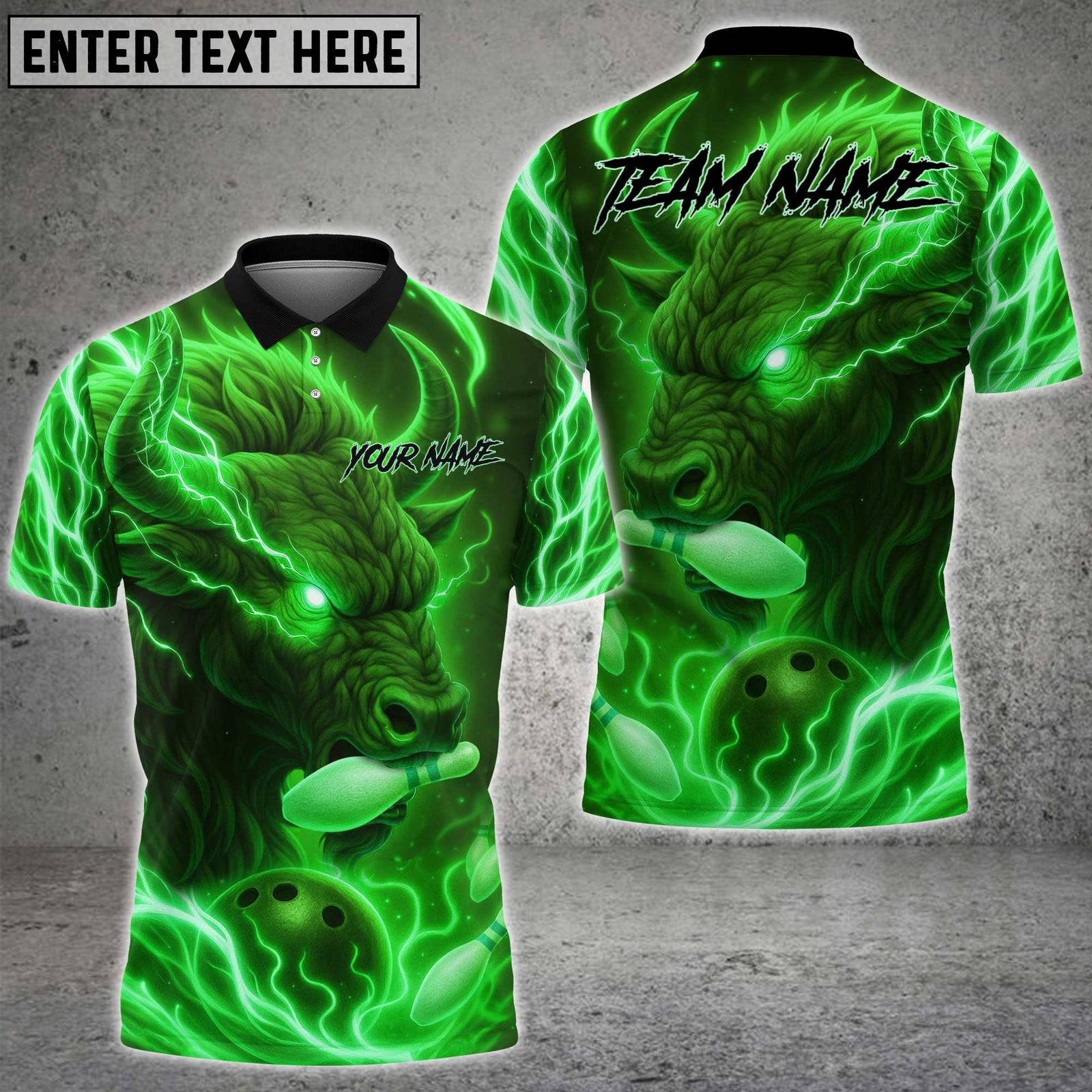 Blisscorners Bowling Fire Bull Flaming Pins Multicolor Customized Name, Team Name 3D Shirts