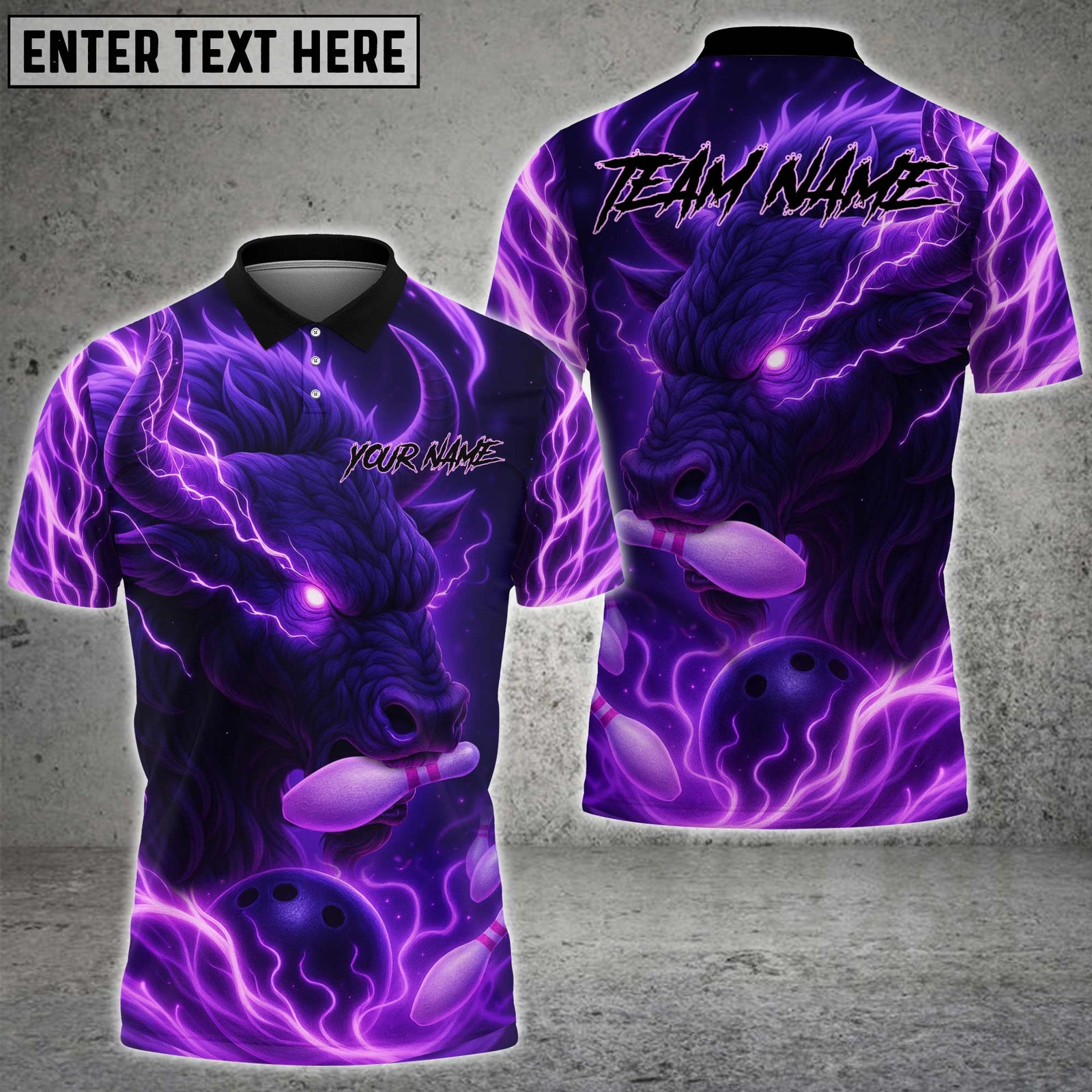 Blisscorners Bowling Fire Bull Flaming Pins Multicolor Customized Name, Team Name 3D Shirts