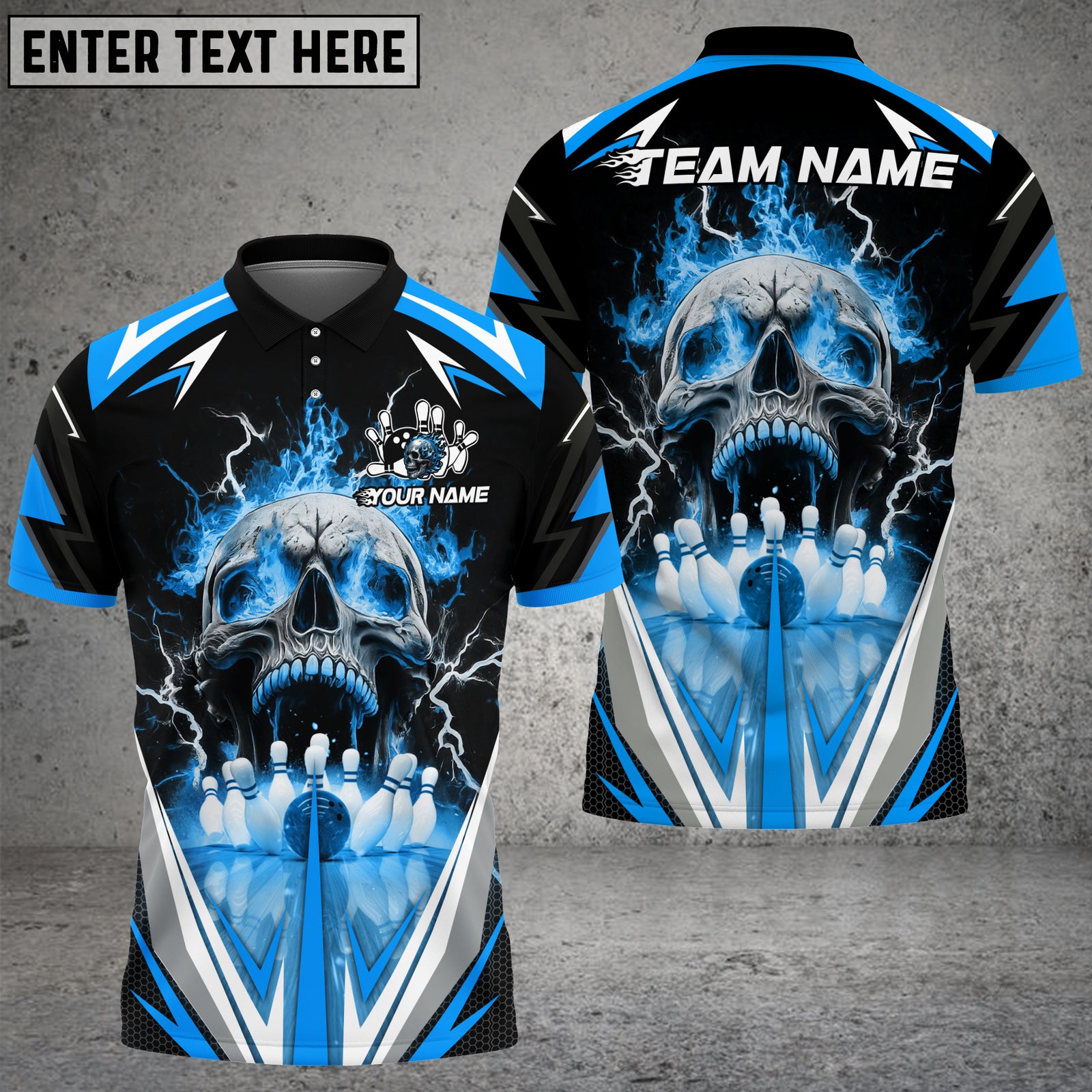 Blisscorners Bowling Flaming Skull Strike Multicolor Customized Name, Team Name 3D Shirts