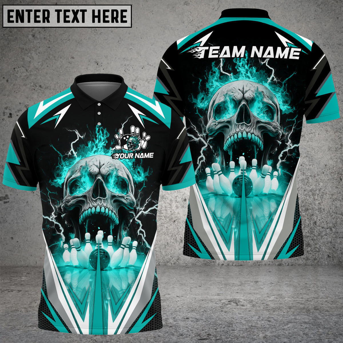 Blisscorners Bowling Flaming Skull Strike Multicolor Customized Name, Team Name 3D Shirts