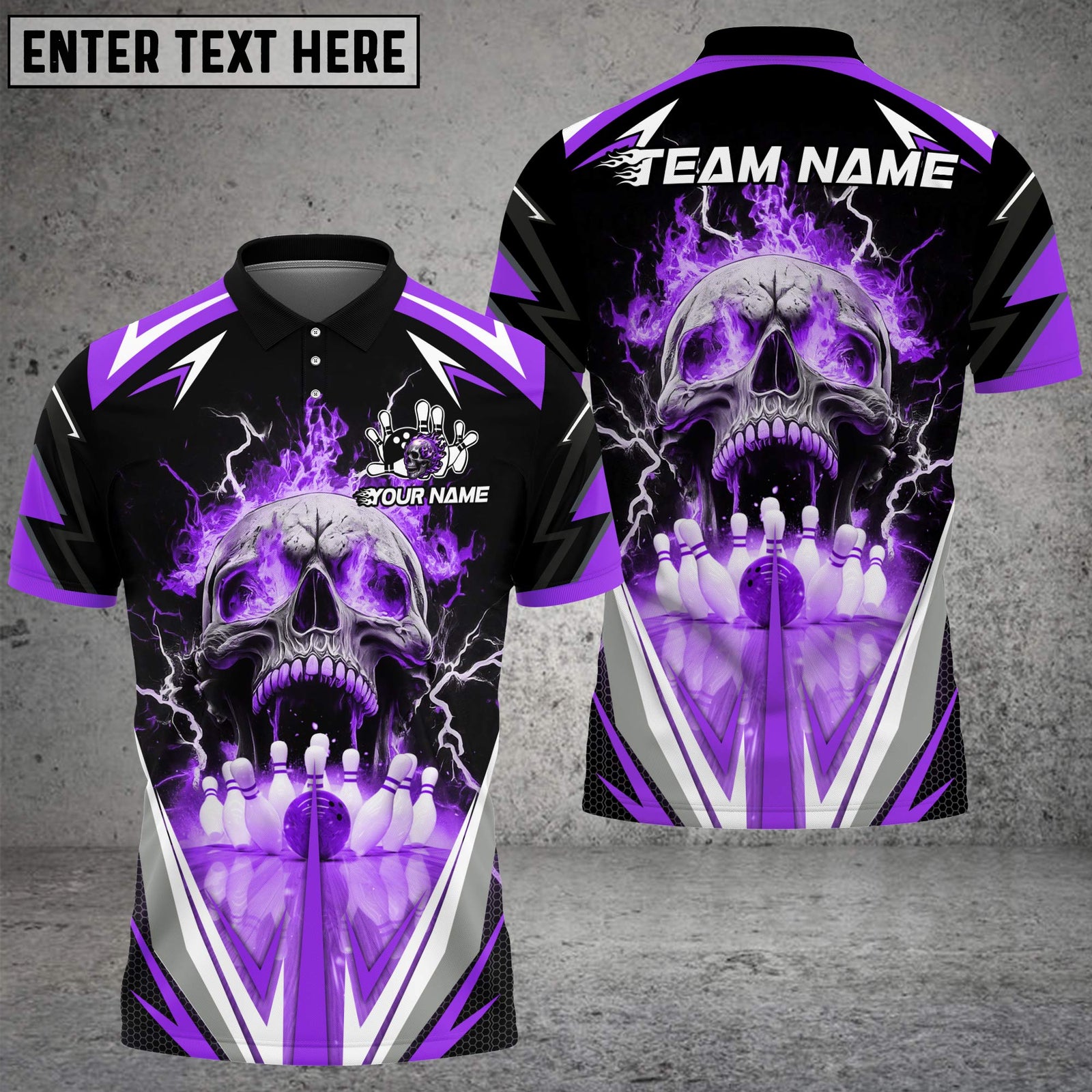 Blisscorners Bowling Flaming Skull Strike Multicolor Customized Name, Team Name 3D Shirts