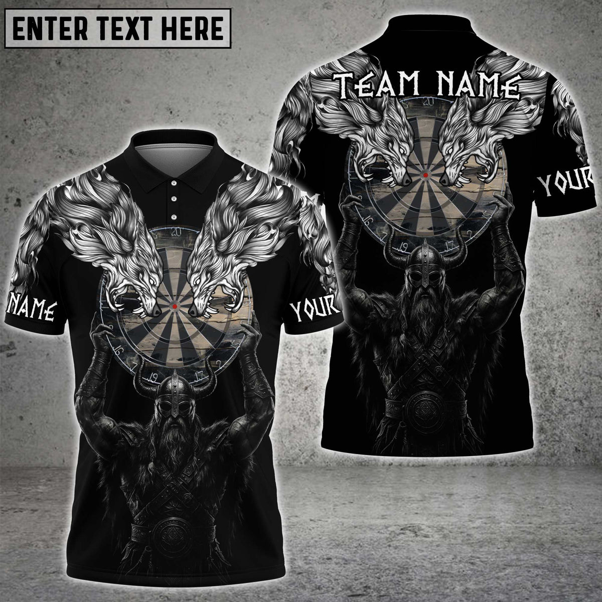 Blisscorners Darts Shirt Viking Warrior Twin Wolves Dartboard Personalized Name Team Name 3D Shirt