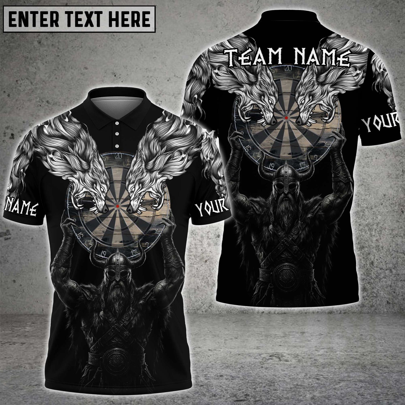 Blisscorners Darts Shirt Viking Warrior Twin Wolves Dartboard Personalized Name Team Name 3D Shirt