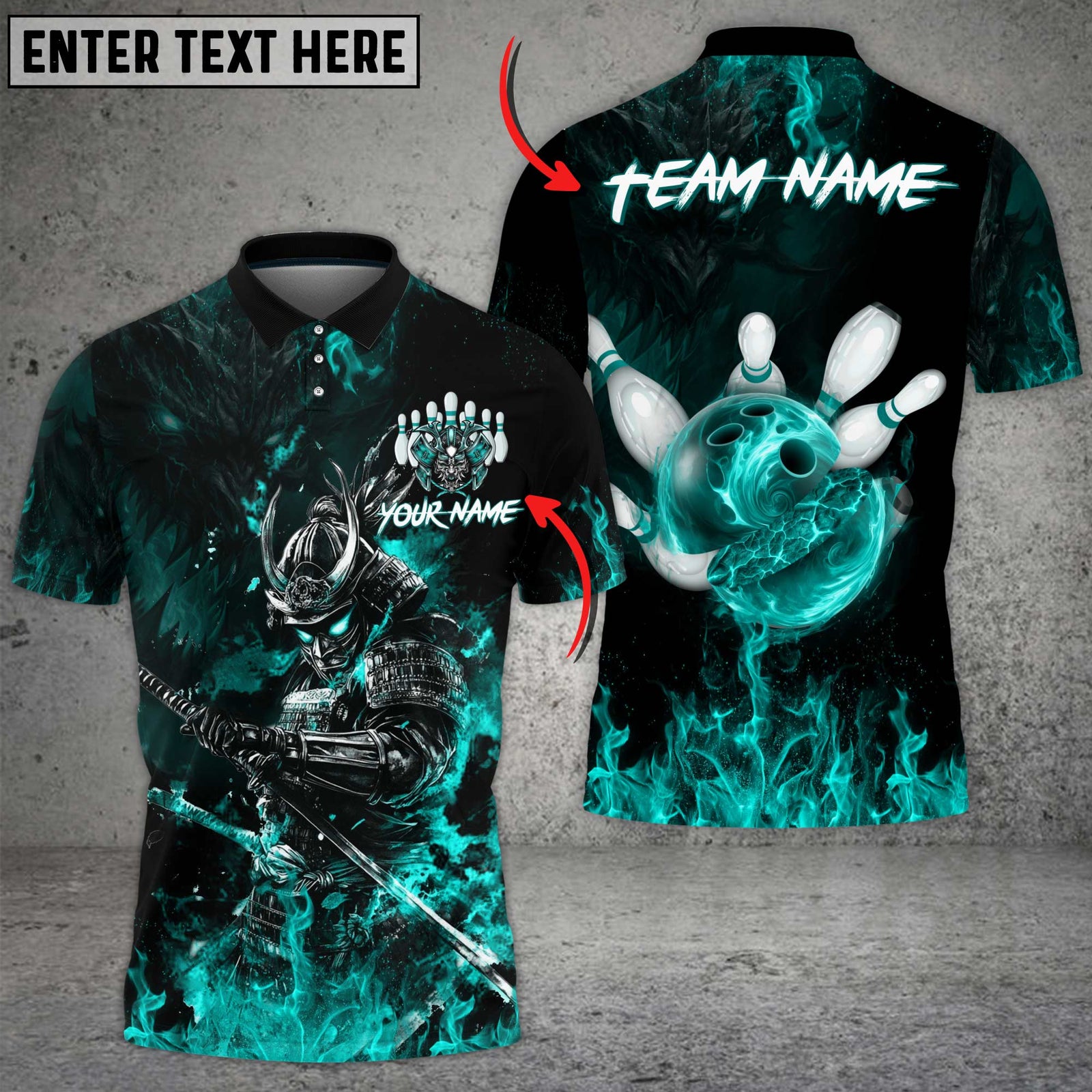 Blisscorners Bowling Samurai Inferno Multicolor Customized Name, Team Name 3D Shirts